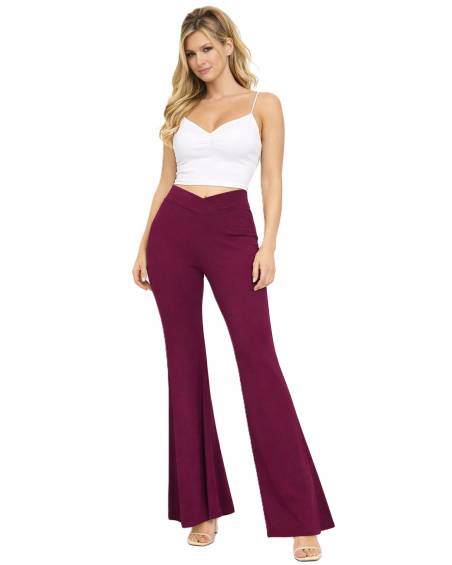 Plus Size παντελόνι καμπάνα με V μέση