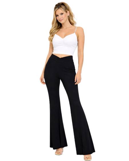 Plus Size παντελόνι καμπάνα με V μέση