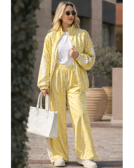 Animal Print Jacket & Pants Tracksuit Set