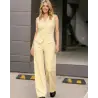 Σετ γιλέκο & παντελόνι καμπάνα με shimmering εφέ