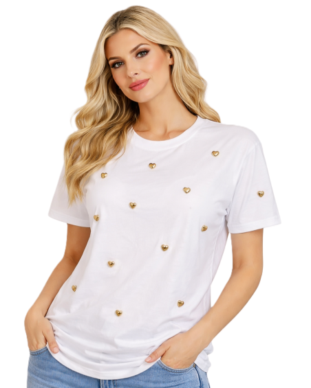 Blouse with Decorative Hearts