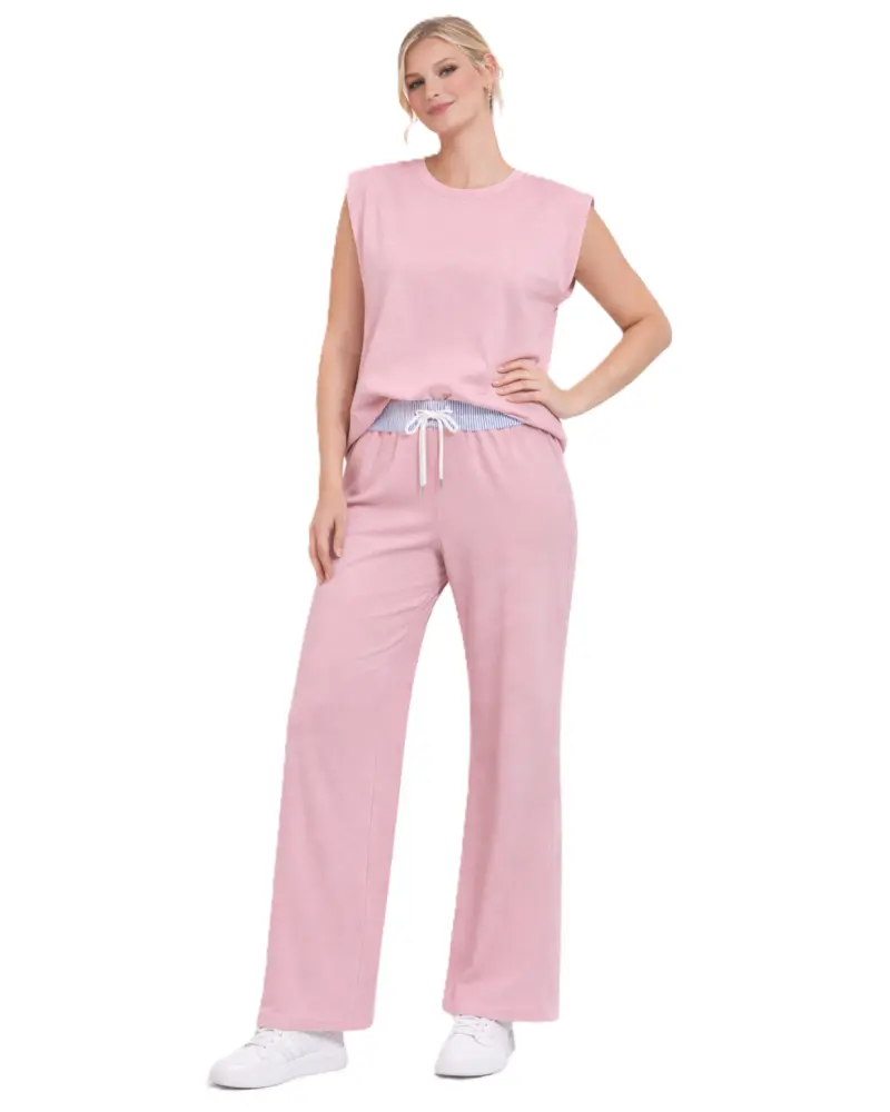 Women's Set of Pants and Sleeveless Blouse with Elasticated Waist