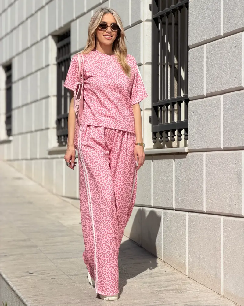 Γυναικείο Σετ Φόρμας Oversize Leopard με Ρίγα στο Πλάι