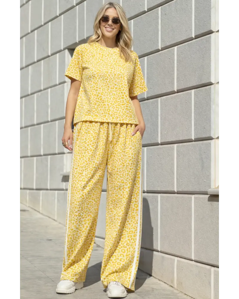 Γυναικείο Σετ Φόρμας Oversize Leopard με Ρίγα στο Πλάι