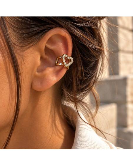 Gold Stainless Steel Heart Ear Cuff | P&T DailyFashion