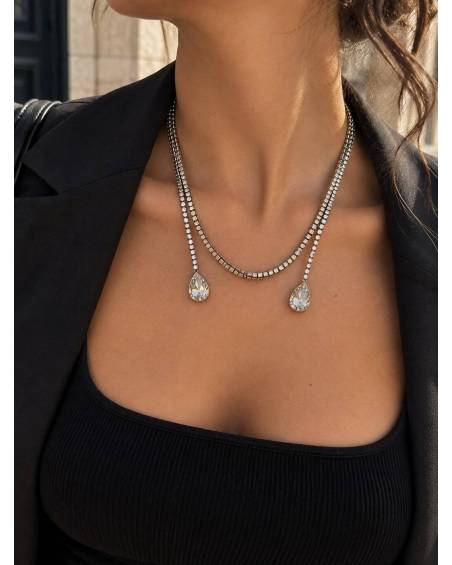 Ασημί Ατσάλινο Κολιέ με Σταγόνες | P&T DailyFashion