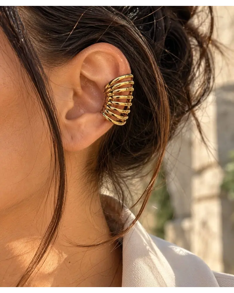 Gold Stainless Steel Spiral Ear Cuff | P&T DailyFashion
