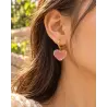 Gold Stainless Steel Pink Heart Hoop Earrings | P&T DailyFashion