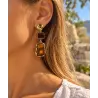 Ατσάλινα Σκουλαρίκια με Καφέ Πέτρες | P&T DailyFashion