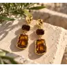 Ατσάλινα Σκουλαρίκια με Καφέ Πέτρες | P&T DailyFashion