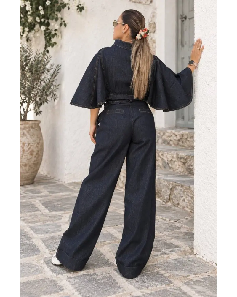 Dark Blue Denim Two-Piece Set | P&T DailyFashion