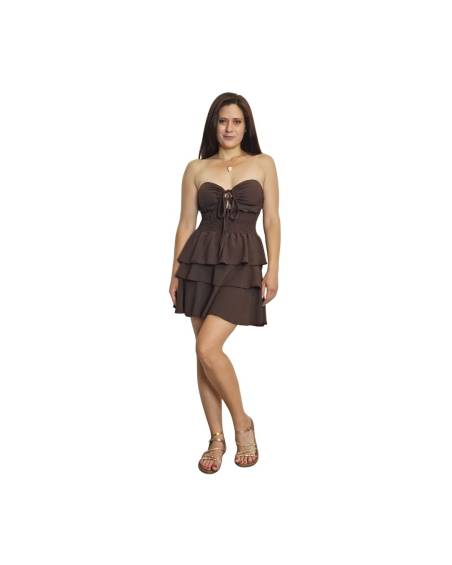 Mini Φόρεμα Strapless με Δέσιμο στον Λαιμό