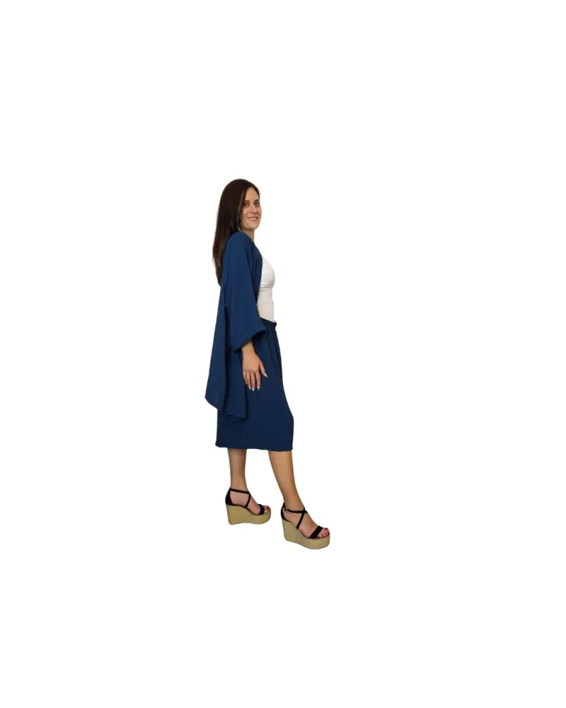 Plus Size Set Ζιπ Κιλότ και Πουκαμίσα