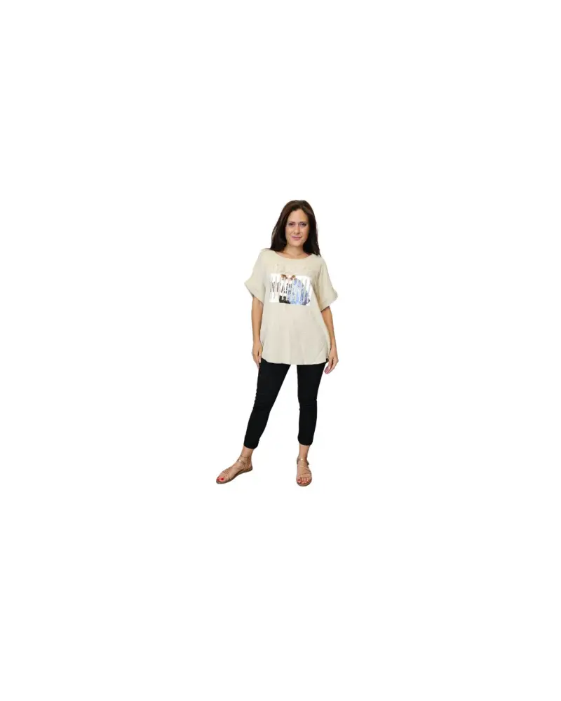 Short-sleeved blouse with a print on the front