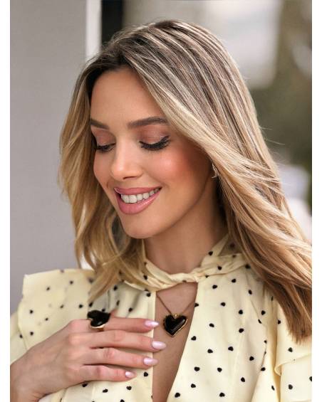 Gold Necklace with Heart in Brown or Bordeaux Stone