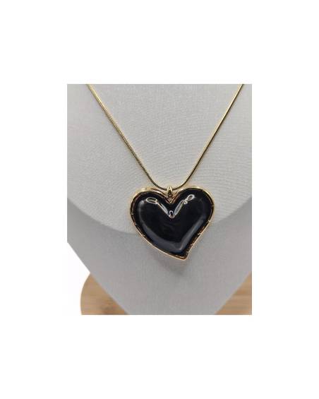 Gold Necklace with Heart in Brown or Bordeaux Stone