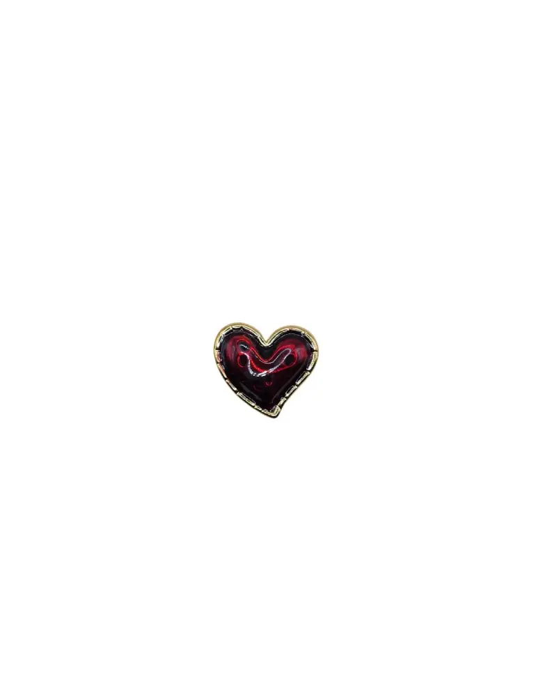 Gold Heart Ring with Brown or Bordeaux Stone