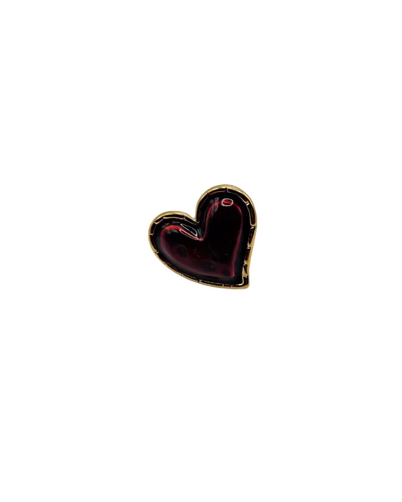 Gold Heart Ring with Brown or Bordeaux Stone