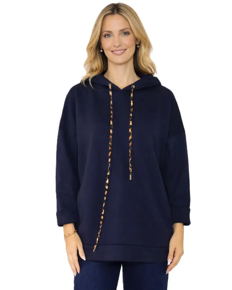 Hoodie with Leopard Lining
