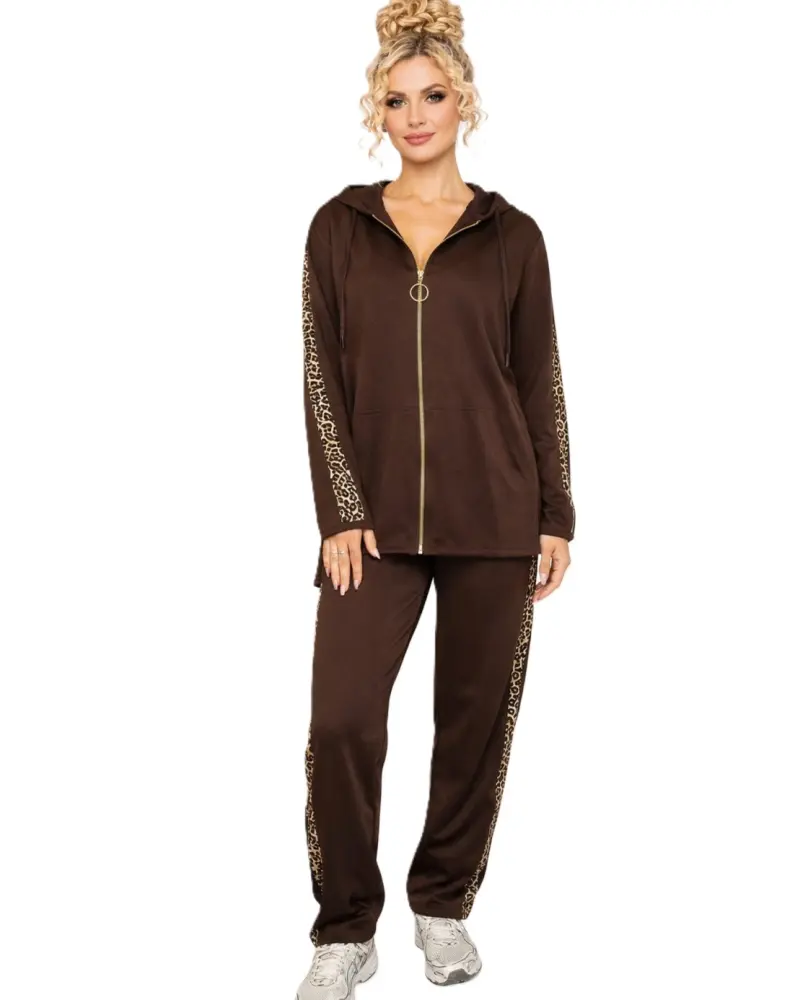 Leopard stripe tracksuit set