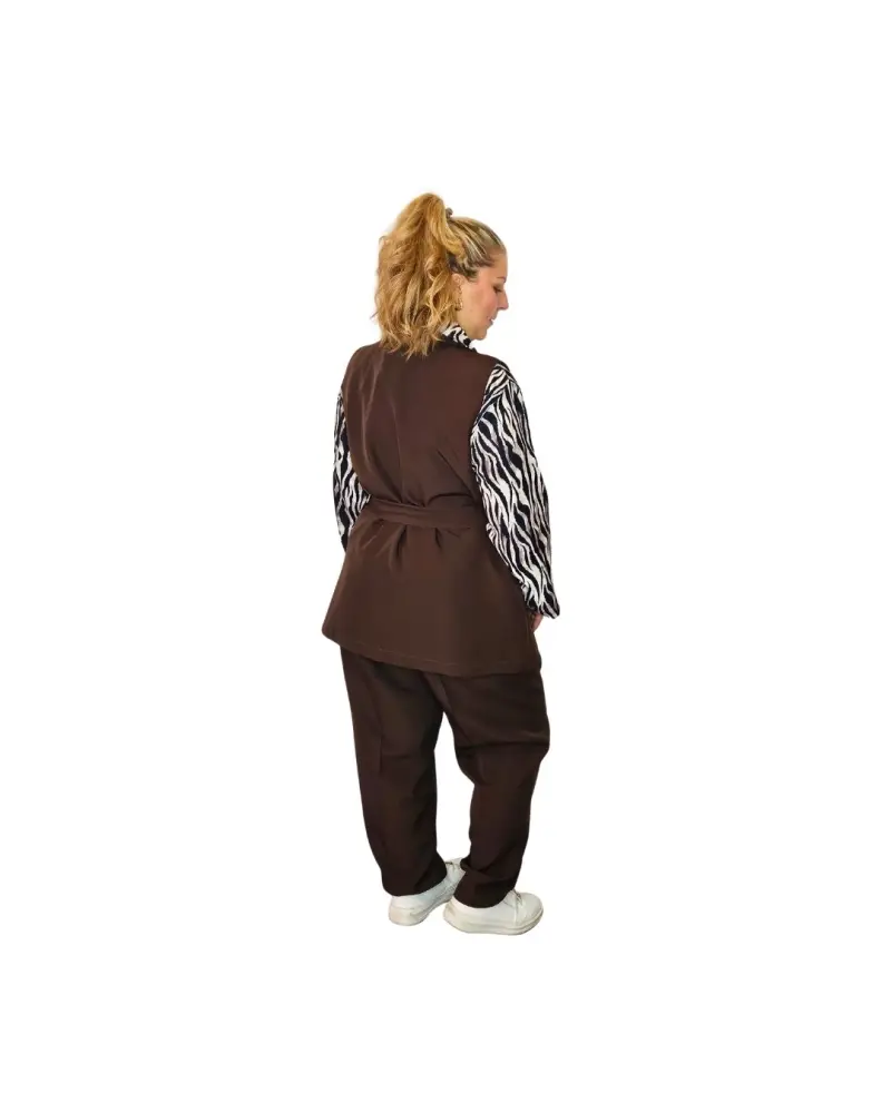 Suit set with waistcoat and high-waisted trousers