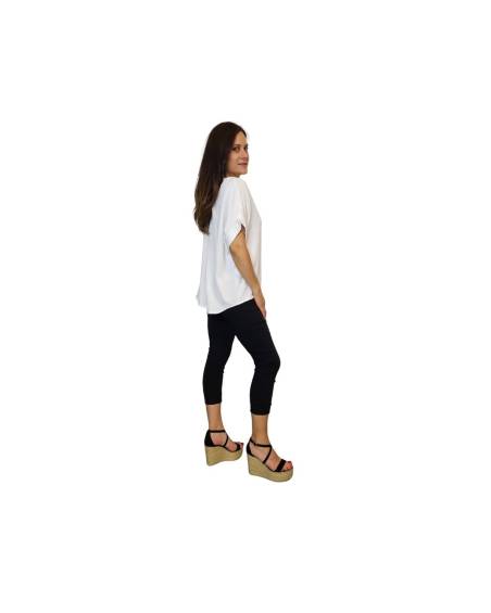 Ελαστικό παντελόνι Plus Size σε μαύρο & denim απόχρωση